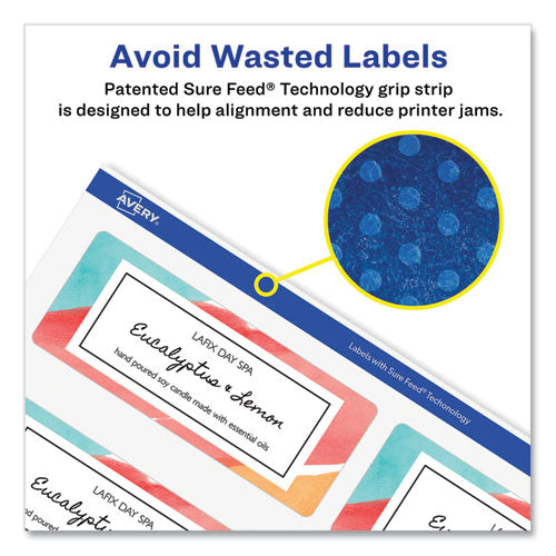 Glossy White Easy Peel Mailing Labels W/ Sure Feed Technology, Laser Printers, 2 X 4, White, 10/sheet, 25 Sheets/pack