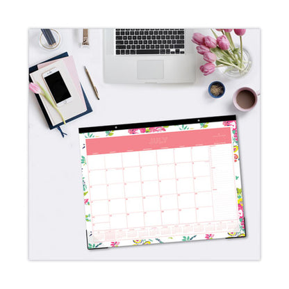 Day Designer Peyton Academic Desk Pad, Floral Artwork, 22 X 17, Black Binding, Clear Corners, 12-month (july-june): 2023-2024