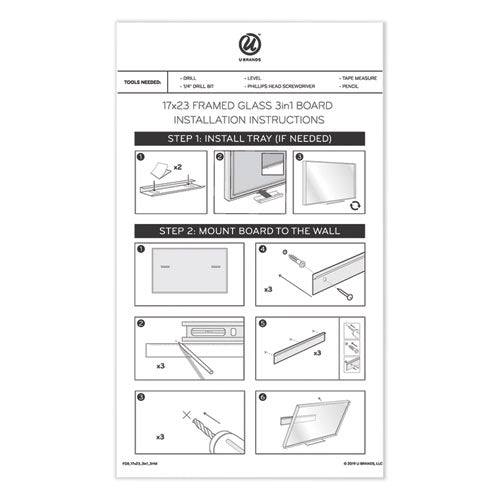 3n1 Magnetic Glass Dry Erase Combo Board, 23 X 17, Month View, Gray/white Surface, White Aluminum Frame