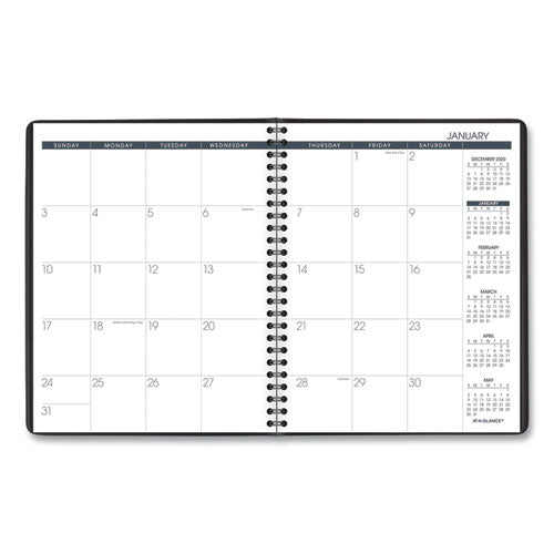 Monthly Planner, 8.75 X 7, Black Cover, 12-month (jan To Dec): 2024