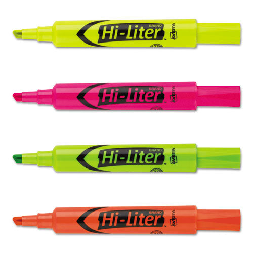 Hi-liter Desk-style Highlighters, Assorted Ink Colors, Chisel Tip, Assorted Barrel Colors, 4/set