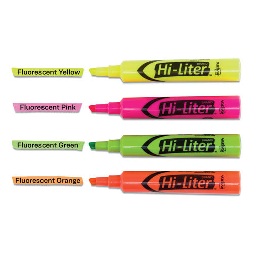 Hi-liter Desk-style Highlighters, Assorted Ink Colors, Chisel Tip, Assorted Barrel Colors, 4/set