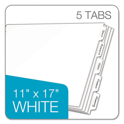 Write 'n Erase Tabloid Index Dividers, 5-tab, 11 X 17, White, 1 Set