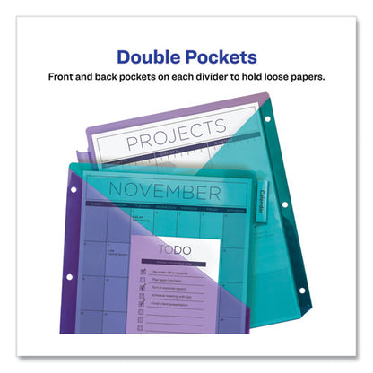 Big Tab Insertable Two-pocket Plastic Dividers, 8-tab, 11.13 X 9.25, Assorted, 1 Set