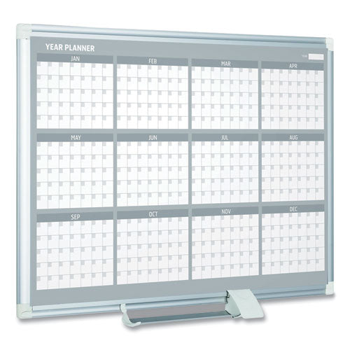 Magnetic Dry Erase Calendar Board, 12-month, 48 X 36, White Surface, Silver Aluminum Frame