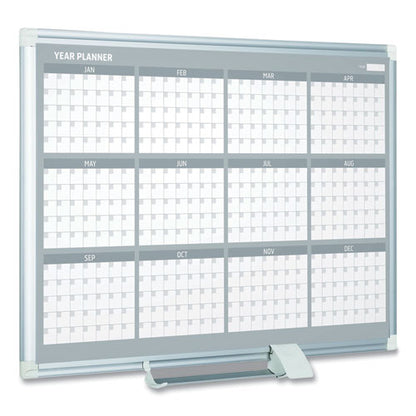 Magnetic Dry Erase Calendar Board, 12-month, 48 X 36, White Surface, Silver Aluminum Frame
