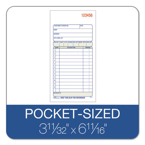 2-part Sales Book, 12 Lines, Two-part Carbon, 3.38 X 6.69, 50 Forms Total