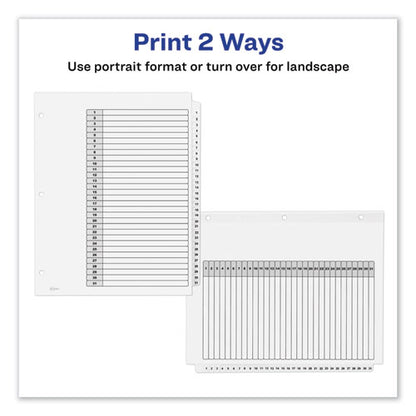 Customizable Toc Ready Index Black And White Dividers, 31-tab, 1 To 31, 11 X 8.5, 1 Set