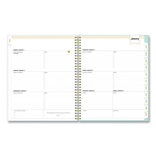 Day Designer Secret Garden Mint Frosted Weekly/monthly Planner, 11 X 8.5, Multicolor Cover, 12-month (jan To Dec): 2024