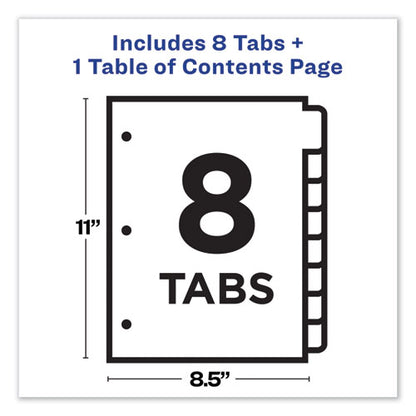 Customizable Toc Ready Index Black And White Dividers, 8-tab, 1 To 8, 11 X 8.5, 1 Set