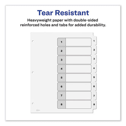 Customizable Toc Ready Index Black And White Dividers, 8-tab, 1 To 8, 11 X 8.5, 1 Set