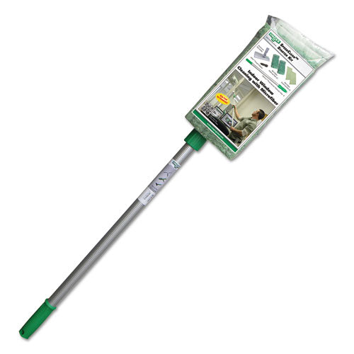 Speedclean Window Cleaning Kit, Aluminum, 72" Extension Pole, 8" Pad Holder, Silver/green