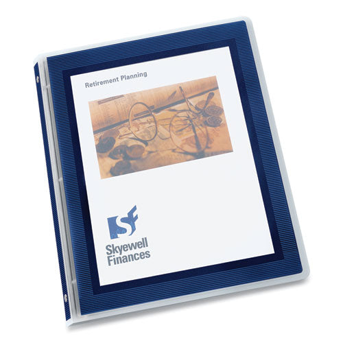 Flexi-view Binder With Round Rings, 3 Rings, 0.5" Capacity, 11 X 8.5, Navy Blue