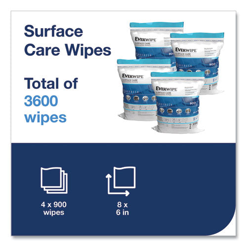 Cleaning And Deodorizing Wipes, 1-ply, 8 X 6, Lemon, White, 900/bag, 4 Bags/carton