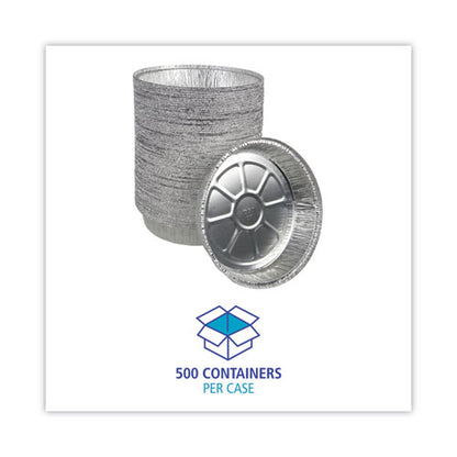 Round Aluminum To-go Containers, 48 Oz, 9" Diameter X 1.66"h, Silver, 500/carton