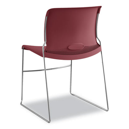 Olson Stacker High Density Chair, Supports 300 Lb, 17.75" Seat Height, Mulberry Seat, Mulberry Back, Chrome Base, 4/carton