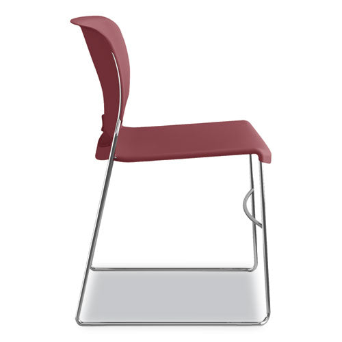 Olson Stacker High Density Chair, Supports 300 Lb, 17.75" Seat Height, Mulberry Seat, Mulberry Back, Chrome Base, 4/carton