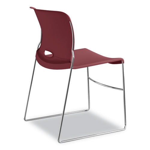 Olson Stacker High Density Chair, Supports 300 Lb, 17.75" Seat Height, Mulberry Seat, Mulberry Back, Chrome Base, 4/carton