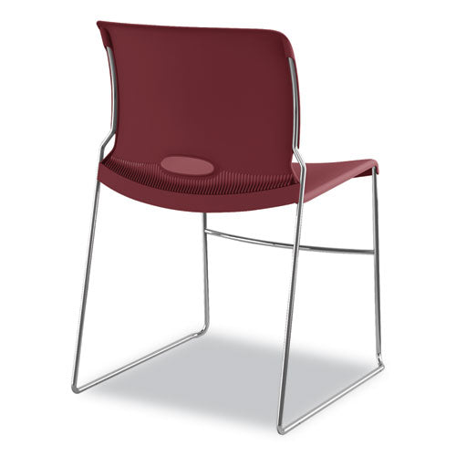 Olson Stacker High Density Chair, Supports 300 Lb, 17.75" Seat Height, Mulberry Seat, Mulberry Back, Chrome Base, 4/carton