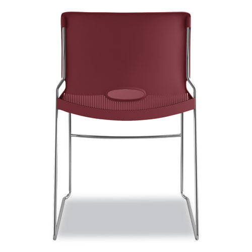 Olson Stacker High Density Chair, Supports 300 Lb, 17.75" Seat Height, Mulberry Seat, Mulberry Back, Chrome Base, 4/carton