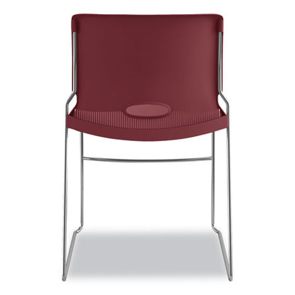 Olson Stacker High Density Chair, Supports 300 Lb, 17.75" Seat Height, Mulberry Seat, Mulberry Back, Chrome Base, 4/carton