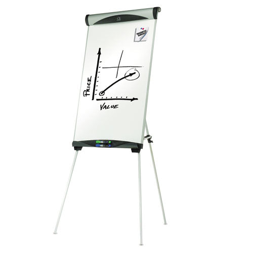 Euro Magnetic Presentation Easel, 27 X 39, White Surface, Silver Aluminum Frame