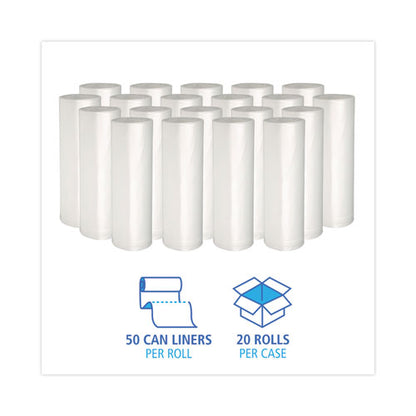 High-density Can Liners, 16 Gal, 6 Mic, 24" X 33", Natural, 50 Bags/roll, 20 Rolls/carton