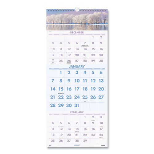 Scenic Three-month Wall Calendar, Scenic Landscape Photography, 12 X 27, White Sheets, 14-month (dec To Jan): 2023 To 2025