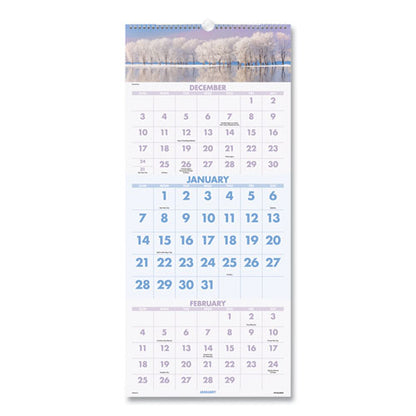 Scenic Three-month Wall Calendar, Scenic Landscape Photography, 12 X 27, White Sheets, 14-month (dec To Jan): 2023 To 2025