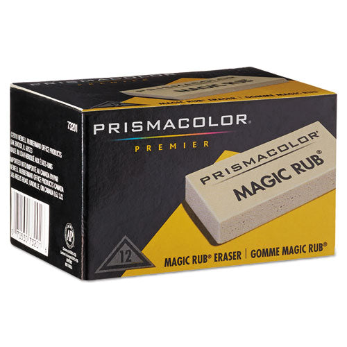Magic Rub Eraser, For Pencil/ink Marks, Rectangular Block, Medium, Off White, Dozen