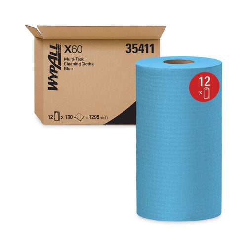 General Clean X60 Cloths, Small Roll, 9.8 X 13.4, Blue, 130/roll, 12 Rolls/carton