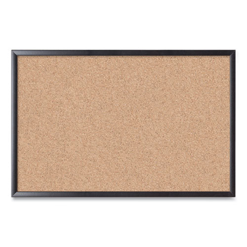 Cork Bulletin Board, 35 X 23, Tan Surface, Black Frame