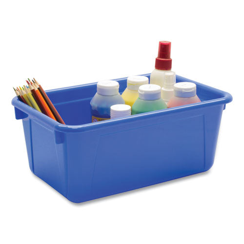 Cubby Bin With Lid, 1 Section, 2 Gal, 8.2 X 12.5 X 11.5, Blue, 5/pack