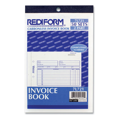 Invoice Book, Two-part Carbonless, 5.5 X 7.88, 50 Forms Total