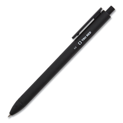 Quick Dry Gel Pen, Retractable, Fine 0.5 Mm, Black Ink, Black Barrel, 5/pack