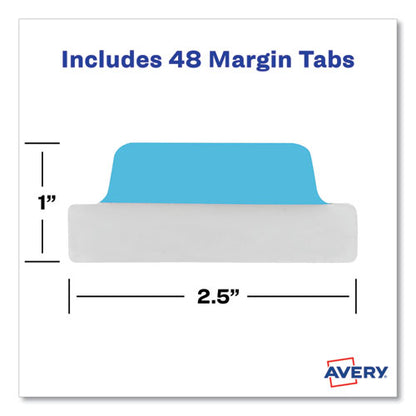 Ultra Tabs Repositionable Tabs, Margin Tabs: 2.5" X 1", 1/5-cut, Assorted Colors, 48/pack