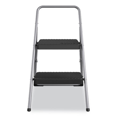 2-step Folding Steel Step Stool, 200 Lb Capacity, 28.13" Working Height, Cool Gray