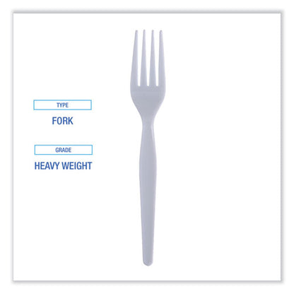 Heavyweight Polystyrene Cutlery, Fork, White, 1000/carton