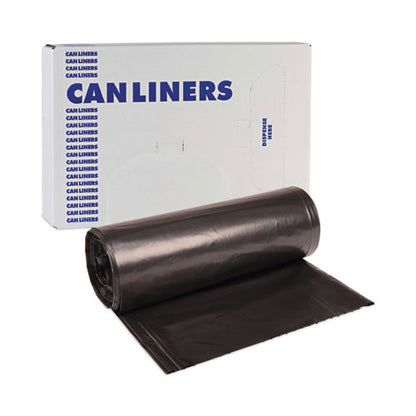 High-density Can Liners, 56 Gal, 19 Mic, 43" X 47", Black, 25 Bags/roll, 6 Rolls/carton