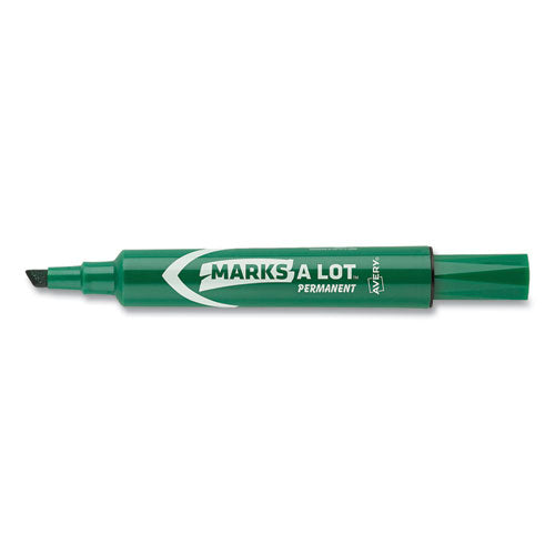 Marks A Lot Large Desk-style Permanent Marker, Broad Chisel Tip, Green, Dozen (8885)