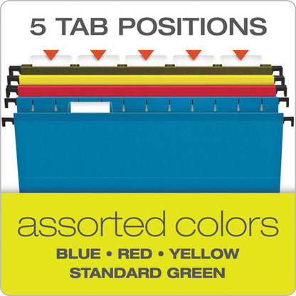 Surehook Hanging Pocket File, Letter Size, 1/5-cut Tabs, Assorted Colors, 4/pack