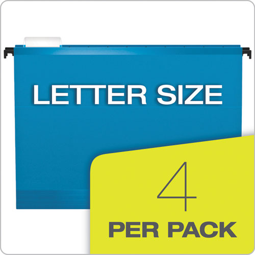 Surehook Hanging Pocket File, Letter Size, 1/5-cut Tabs, Assorted Colors, 4/pack