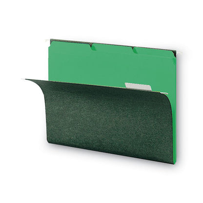 Interior File Folders, 1/3-cut Tabs: Assorted, Letter Size, 0.75" Expansion, Green, 100/box