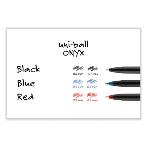 Onyx Roller Ball Pen, Stick, Fine 0.7 Mm, Blue Ink, Black/blue Barrel, Dozen