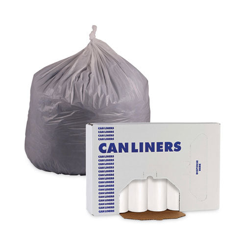 Linear Low Density Can Liners, 55 Gal, 0.63 Mil, 38" X 58", White, 10 Bags/roll, 10 Rolls/carton