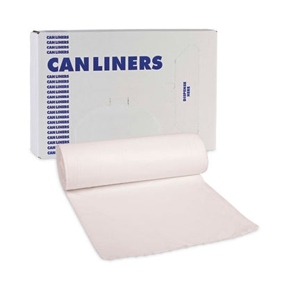 Linear Low Density Can Liners, 55 Gal, 0.63 Mil, 38" X 58", White, 10 Bags/roll, 10 Rolls/carton