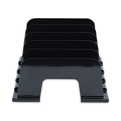 Recycled Plastic Incline Sorter, 5 Sections, Letter Size Files, 13.25" X 9" X 9", Black