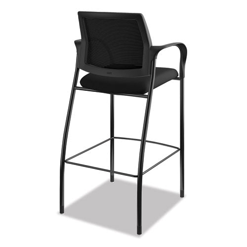 Ignition 2.0 Ilira-stretch Mesh Back Cafe Height Stool, Supports Up To 300 Lb, 31" High Seat, Black Seat/back, Black Base