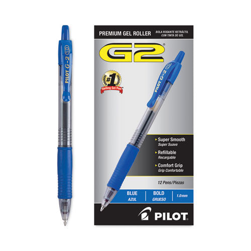 G2 Premium Gel Pen, Retractable, Bold 1 Mm, Blue Ink, Smoke/blue Barrel, Dozen