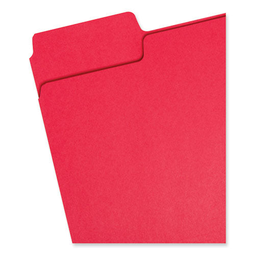 Supertab Colored File Folders, 1/3-cut Tabs: Assorted, Letter Size, 0.75" Expansion, 11-pt Stock, Red, 100/box